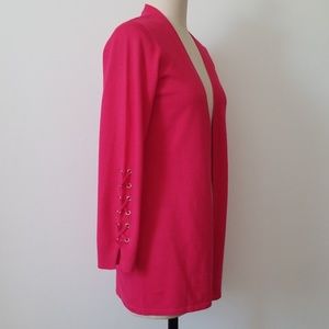 Lace up Sleeve Sweater Cardigan